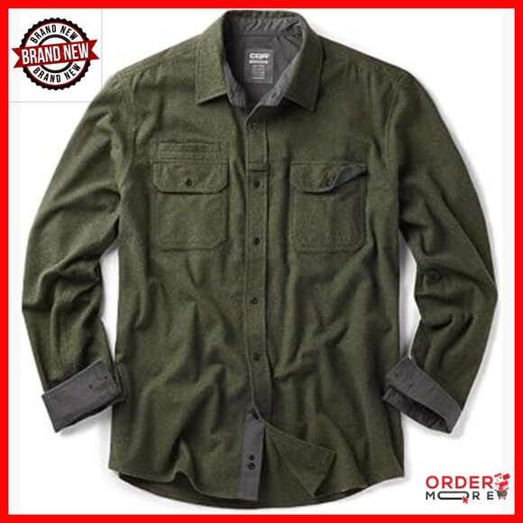 Men's Regular Fit Cotton Flannel Button Down Shirt Long Sleeve